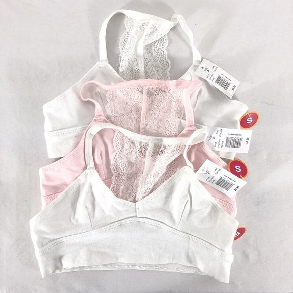 Lot of 3 Delta Maidenform Girls Bras Racerback Lace Pink White Size S - Picture 1 of 4